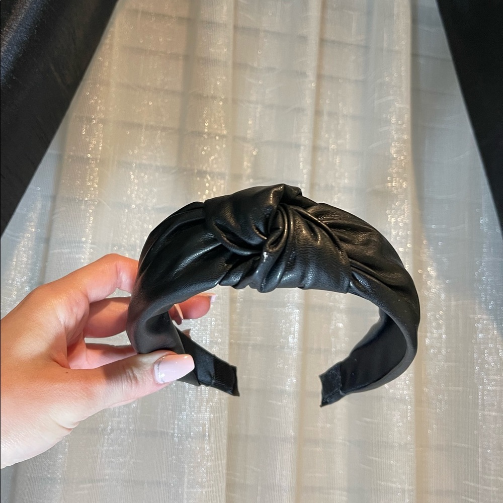 Black leather headband